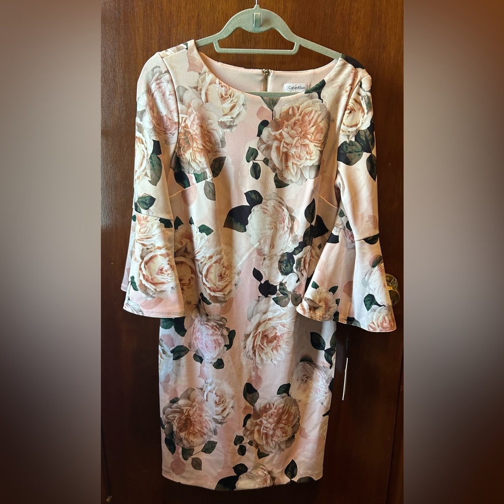 Calvin Klein Size 10 Pink Flower Dress WITH TAGS!